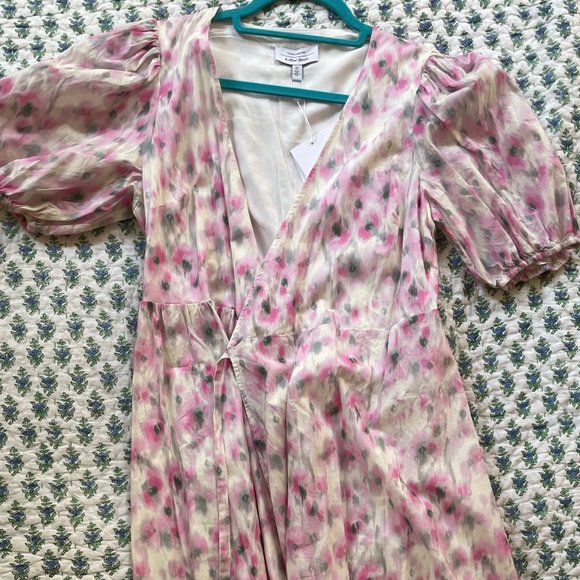 & Other Stories Puff Sleeve Midi Dress - Size 6 (Runs Small) - Picture 2 of 6